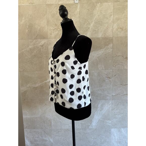 Mother of Pearl Tara Camisole Top Black White Polka Dot, Quiet Luxury $295 - Picture 10 of 16